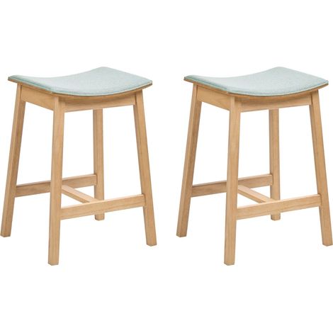 Set mit 2 Barhockern DIXON Holz Hellbraun / Mintgrün