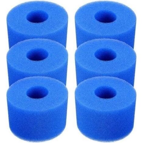 Schwimmbadfilterkartusche, 6er-Pack wiederverwendbare und waschbare Schaumstoff-Schwimmbadfilterkartuschen für Whirlpools Typ S1 (blau) (1/5)