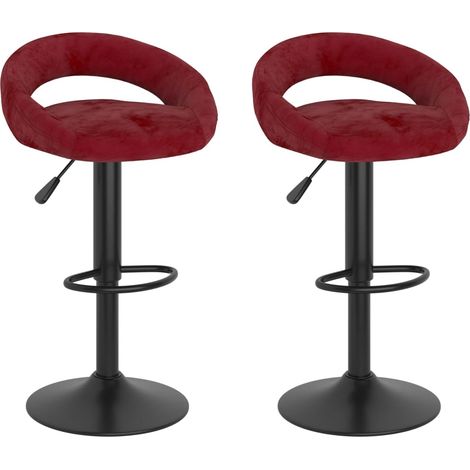 Barhocker 2 Stk. Weinrot Samt