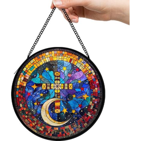 12,5 cm Panneau vitrail oiseau floral attrape-soleil, décoration fenêtre maison, cadeau anniversaire femme (1/5)