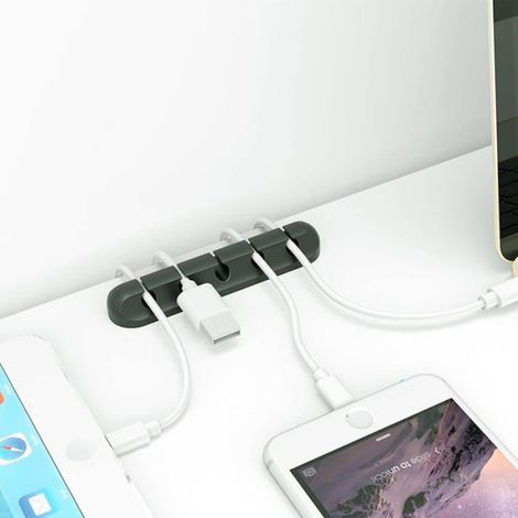 Organisateur câble bureau - 5 pièces, noir clip USB - Pour câbles alimentation charge audio Corvina (1/5)
