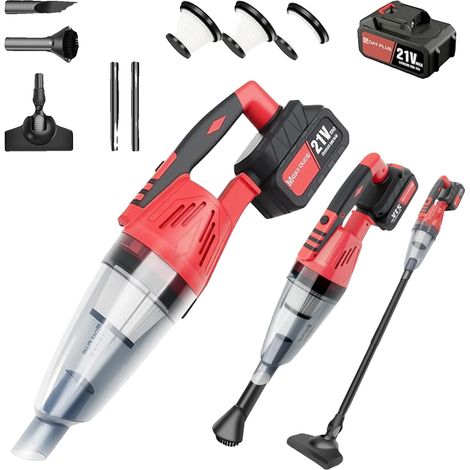Staubsauger, 2-in-1 Design, starke Saugkraft, Rot (1/2)