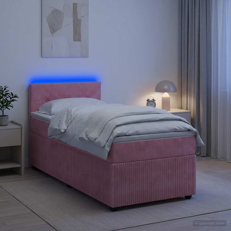 Cama box spring con colchón Rosa 100 x 200 cm Terciopelo (1/5)