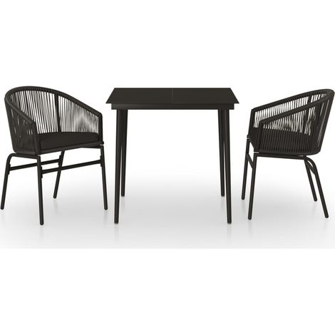 Maison Exclusive - 3-tlg. Garten-Essgruppe Schwarz