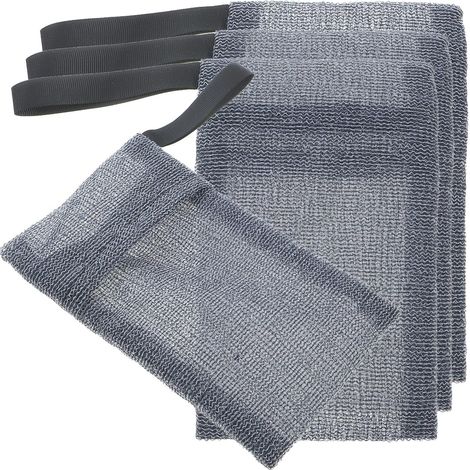 Gray Nylon Soap Bag for Bar Soaps 4 Pieces Drawstring