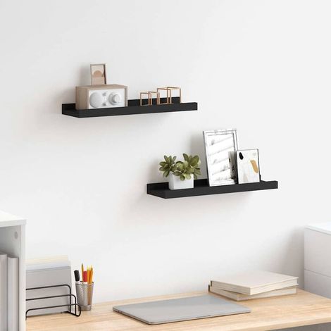 vidaXL Étagères à rebord pour cadre photo 2 pcs Noir 40x9x3 cm MDF (1/5)