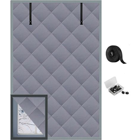 Couverture isolante d'hiver 3 couches pour fenêtre 63 x 39 pouces - Couverture thermique isolante Oxford avec fermeture à glissière - Kit d'isolation de fenêtre gris pour rester au chaud en hiver