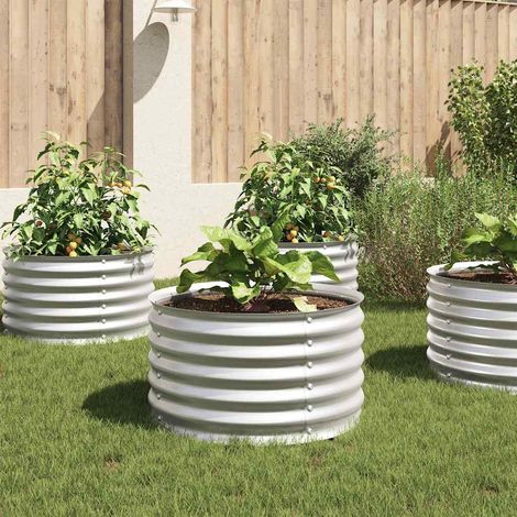 vidaXL Garden Raised Bed 80x80x44 cm Galvanised Steel Silver