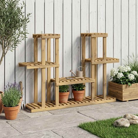 Support de Plante Blanc 123 x 25 x 78,5 cm Bois d'Acacia Massif (1/5)