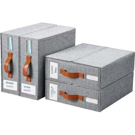 Ensemble de 4 boîtes rangement pour draps, en tissu la literie les couvertures taies d'oreiller et (1/5)