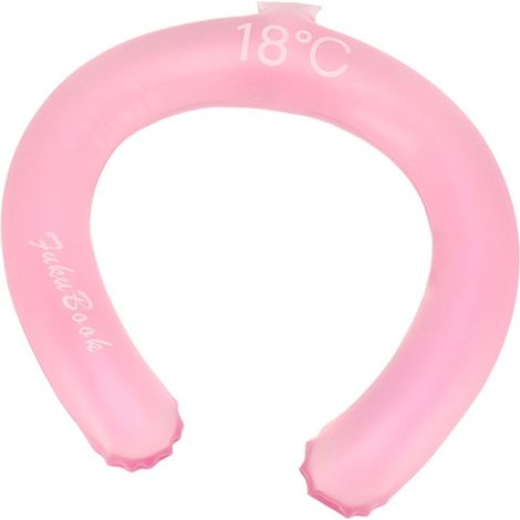 Tour de cou rafraîchissant réutilisable, mains libres, léger et portable, rose, idéal pour les sports d'été en extérieur.