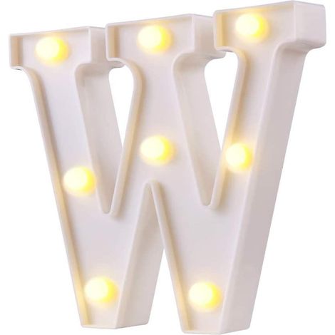 Lettres lumineuses LED style marquis, 26 lettres, logo lumineux idéal pour veilleuse, mariage, anniversaire, décoration de bar à domicile (blanc, W)