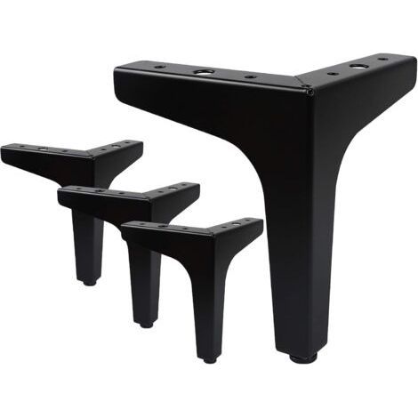 Lot de 4 Pieds de Meubles Charge Jusqu'à 600 KG, Pied de Table Modernes en Métal en Forme de Triangle,Pied Meuble Épingle pour Placard, Canapé,avec 4 Protège Pieds, Noir(17cm) (1/5)