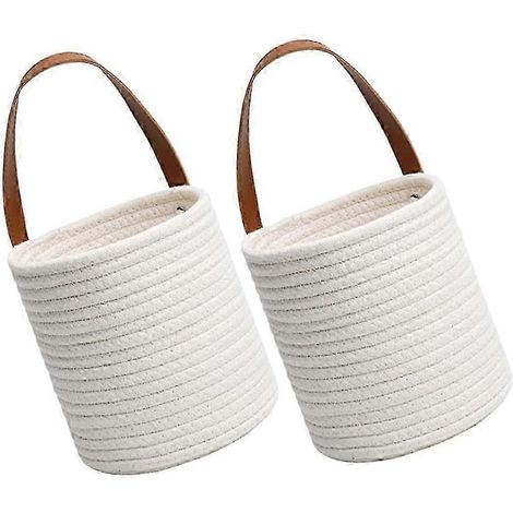 Lot de 2 paniers muraux en osier et tissu de coton, parfaits pour la décoration florale et intérieure. (1/5)