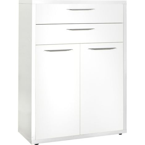 Composad  Mobile Contenitore della Linea DISEGNO con 2 Ante e 2 Cassetti, Armadietto Portadocumenti da Archivio, (LxAxP) 81,60x112x35,7 cm, Bianco Laccato, Studio, Ufficio, Made in Italy (1/5)