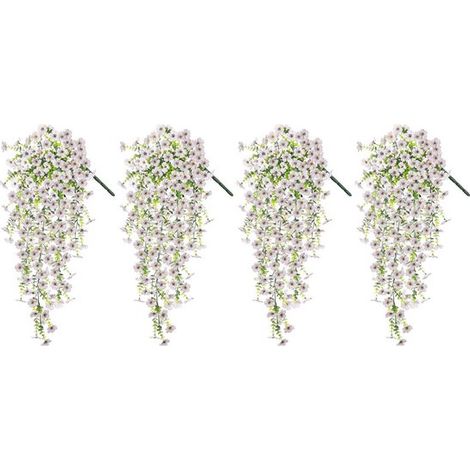 Flores artificiales colgantes，Set de 4 piezas，75 cm de largo，Ideales para exteriores，balcones y decoración de bodas，Color blanco roto (1/5)