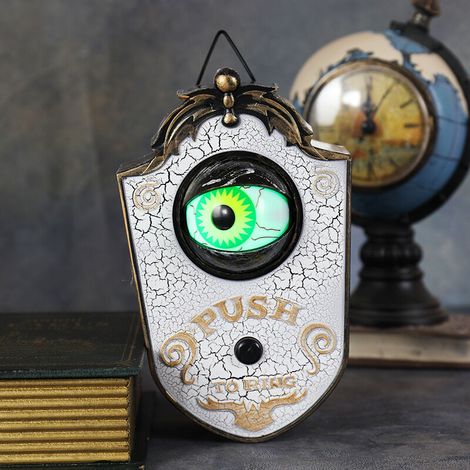 Halloween décoration de sonnette borgne LED électrique émettant de la lumière son globe oculaire bar sonnette pièce secrète accessoires délicats (blanc) (1/5)
