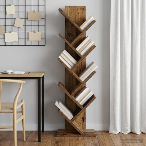 vidaXL Libreria ad Albero 6 Ripiani 30 x 18 x 100 cm Legno antico (1/5)