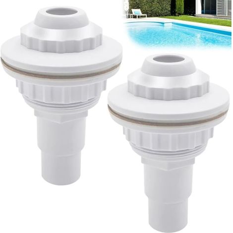 Ensemble de 2 buses d'aspiration pour piscine, raccord de tuyau 32 mm/38 mm, accessoires de nettoyage de piscine, buse de refoulement avec tête pivotante, dispositif de refoulement pour piscine (1/5)