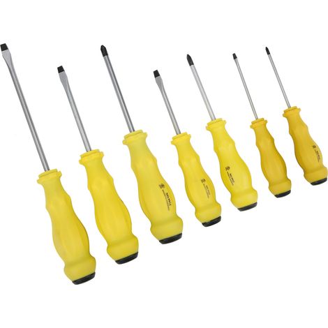 Lot de 7 tournevis plats et cruciformes en acier allié, poignée en PP, outils à main de réparation, fournitures industrielles (1/5)
