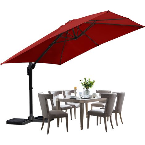 TolleTour Sombrilla roja Ø300 cm: sombrilla grande para terrazas y jardines.