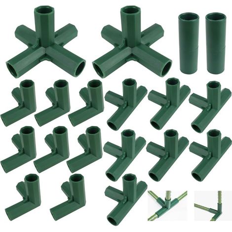 Lot de 20 raccords pour cadre de serre, connecteurs d'angle pour cadres de jardin, étagères de cadre de jardin, 3, 4, 5 voies, 16 mm (1/5)