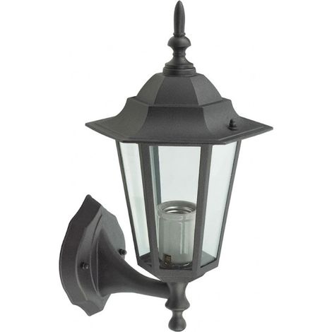 Applique da esterno nera con design rivolto verso l'alto, 60W Alluminio pressofuso IP44 Attacco E27 (1/5)