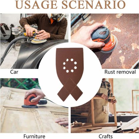 Confezione da 50 fogli di carta vetrata per levigatrici roto-orbitali Black & Decker KA220G e KA230, grane 40, 60, 80, 100 e 120. (1/4)