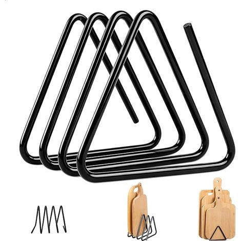 Chopping Board Holder, Kitchen Cupboard Organizer, Board Holder, Lid Holder, Black Metal Stand with 4 Slots, Stable and Non-Slip for Boards and Hobs (1/4)