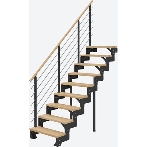 Dolle Modultreppe Gardentop Innen Buche 9 Stufen 162-198cm Geschosshöhe 85cm Stufenbreite inkl. Geländer (1/4)