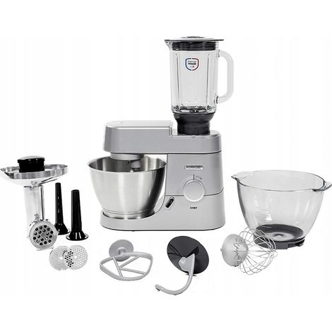 Robot da cucina Kenwood KVC3173S con impastatrice planetaria e accessori.