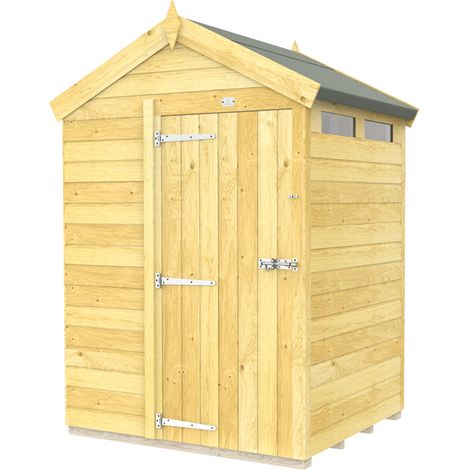 5 x 4 Feet Apex Security Shed - Single Door - Wood - L127 x W147 x H217 cm