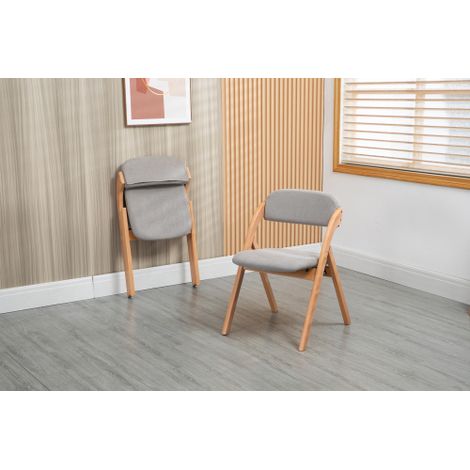 Lot de 2 chaises pliantes avec assise rembourrée, chaises de salle à manger avec housse amovible, gris