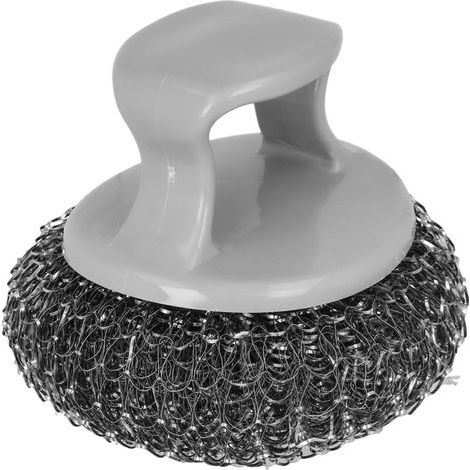 Round BBQ Cleaning Brush AM19 - 410 Stainless Steel + Polypropylene Handle - 8 x 7 cm - for Quick Grill Cleaning