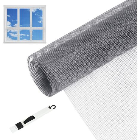 Moustiquaire Fenetre, 300 x 150cm Moustiquaire Fenêtre de Remplacement Rouleau Moustiquaire Fibre de Verre Découpable Durable Filet Anti Insectes pour Porte Fenêtre Baie avec brosse à nettoyer (1/5)