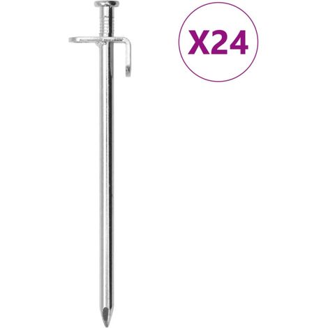 Estacas para tienda de campaña vidaXL, 24 unidades, 19,5 cm, 8 mm, acero galvanizado (1/5)
