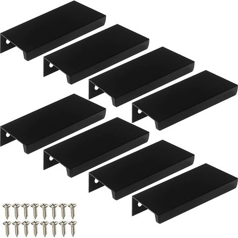8 PCS Poignées d'armoire Invisibles Poignée Tiroir Acier Inoxydable Poignées Modernes Carrée Meubles Poignee de Meuble Cuisine pour Bureaux, Tiroirs, Armoires, Placard Noir