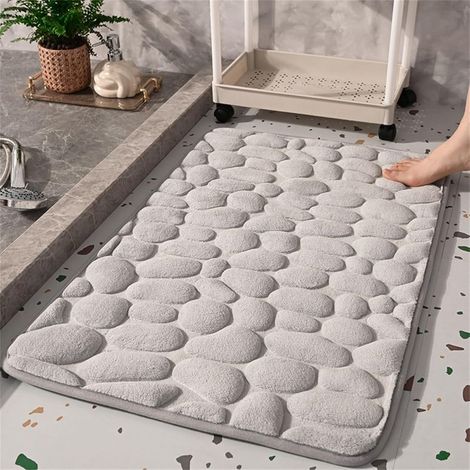 Tapis de bain absorbant en galets : Tapis de bain absorbant et antidérapant conçu pour votre sécurité et votre confort, 40 x 60 cm (1/4)