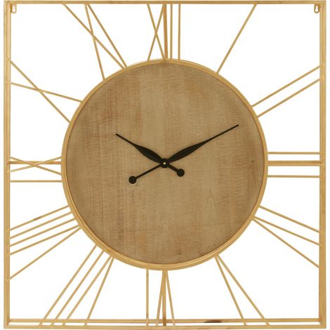 Premier Housewares Wall Clock Wooden Clocks For Living Room Gold Roman Numbers Kitchen Clocks Wall Contemporary Clocks For Bedrooms 91 x 10 x 91 (1/5)