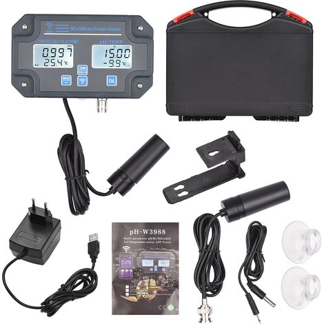Testeur numérique de qualité de l'eau Wifi, analyseur mural 6 en 1 PH/EC/TDS/SEL/S.G/température, application de surveillance à distance, notification d'alarme pour laboratoire hydroponique d'aquarium (1/5)