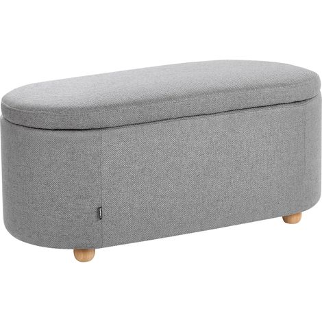 Storage Bench Light Grey Fabric Water-repellent Finish Upholstered Ottoman with Storage Hallway Seat HAYWARD
