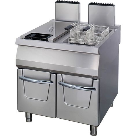 Friteuse 2 x 22L - Double Unité - Profondeur de 90cm - avec Robinet de Vidange - Gaz - Maxima