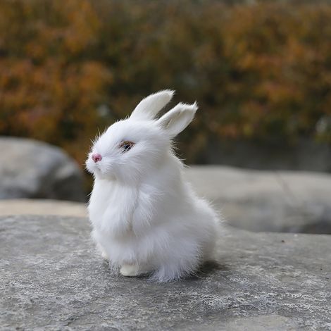 Lapin En Peluche - Jouet En Peluche Pour Décoration Intérieure Et Cadeau - Blanc - 14 x 10 x 7 cm - 1 Pièce (1/2)