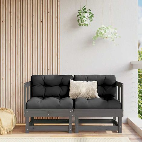 Canapés d'angle,Sofa de salon avec coussins 2 pcs gris bois de pin massif 308699 (1/5)