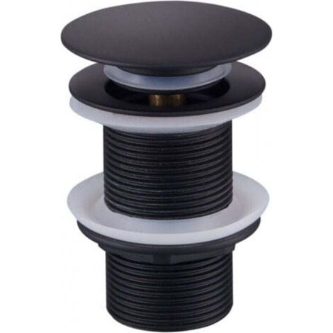 Bonde de Lavabo Noir Sans Trop Plein, Bonde de Lavabo Pop Up Noir Universelle, Bonde de Vidage Sans Trop Plein, Bonde de Vidange Sans Trop Plein, Bonde Pop Up Automatique pour Vasque a Poser (1/4)