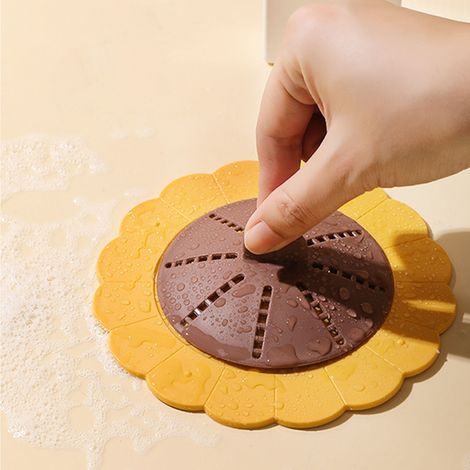 Limpiador de desagües Drain Stop – filtro de protección contra olores y obstrucciones – cocina y baño – material: PP+TPR – naranja (1/5)