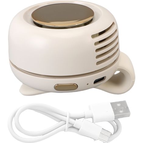 Ventilateur de taille 3 vitesses silencieux, rechargeable et portable, idéal pour la maison, le bureau et les activités de plein air (blanc). (1/5)