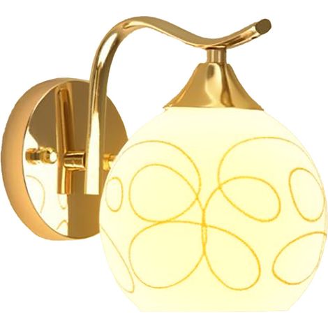 Applique murale LED dorée style minimaliste moderne en fer et verre pour chevet couloir chambre escalier 111V-240V socle 9.8x9.8cm abat-jour 13cm totale 13x16cm 1 lampe murale + 1 douille E27 (1/4)