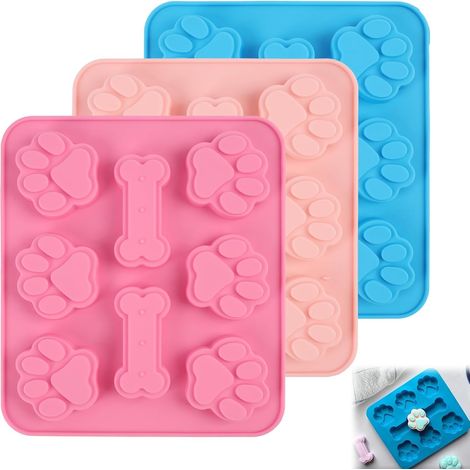 Set of 3 silicone molds in the shape of a dog paw and dog bone – 3D puppy paw shaped cake molds and chocolate molds – Non-stick food-grade silicone for (1/5)