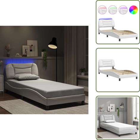 Cama con LED - vidaXL Estructura de cama con LED sin colchón Hvar blanco 90x190 cm - Cama con luz